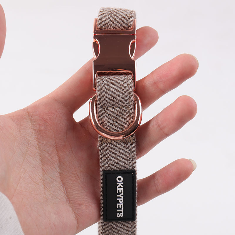 Private Label Luxury Fashion Herringbone Cotton Dog Harness Vest Leash Collar For Pet Dog Supplier