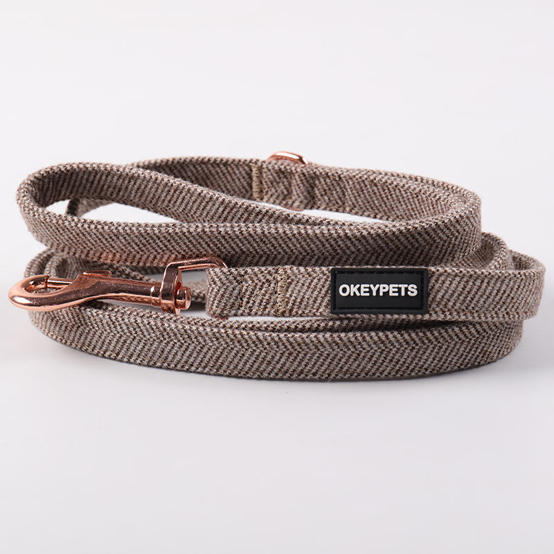 Private Label Luxury Fashion Herringbone Cotton Dog Harness Vest Leash Collar For Pet Dog Supplier