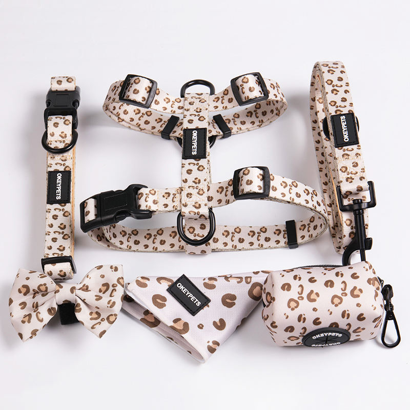 Custom Design Sublimation Personalized Adjustable Pet Backpack Dog Collar Leash Harness Set