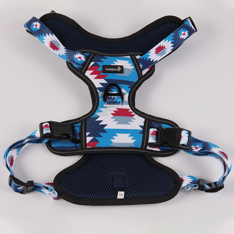 Pet Supplier Oxford Nylon Durable Custom Pattern Harness No Pull Big Dog Harness Vest Set For Large Dogs