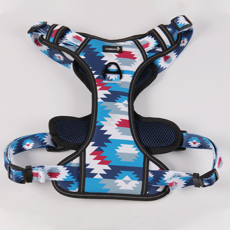 Reflective Pet Vest Set Nylon Oxford Front Clip Adjustable Sublimation Dog Harness Vest With Oem Custom Logo