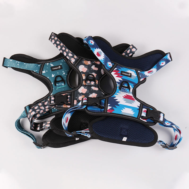 Reflective Pet Vest Set Nylon Oxford Front Clip Adjustable Sublimation Dog Harness Vest With Oem Custom Logo