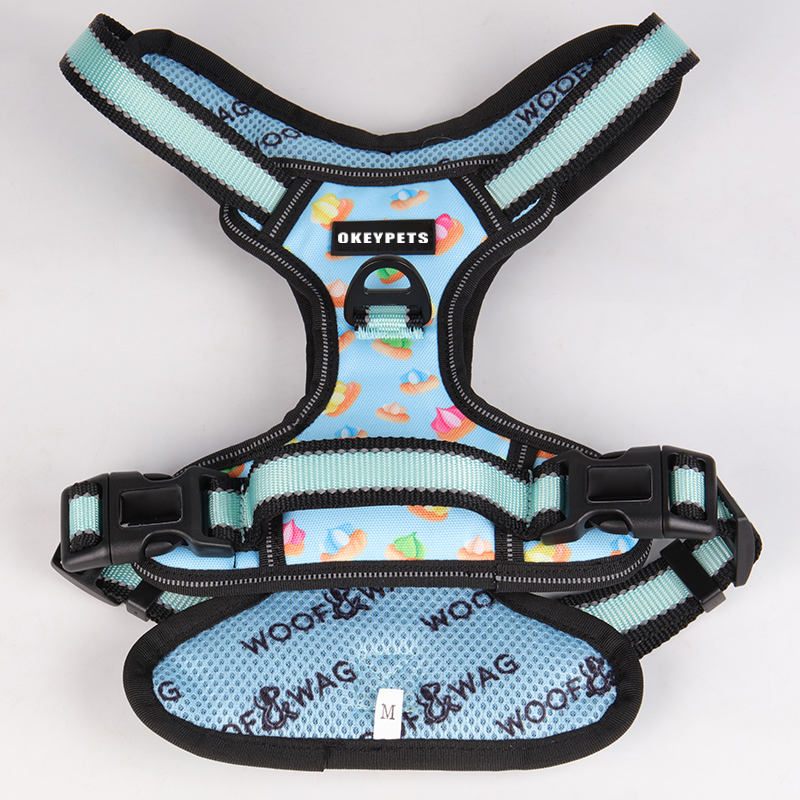 Reflective Pet Vest Set Nylon Oxford Front Clip Adjustable Sublimation Dog Harness Vest With Oem Custom Logo