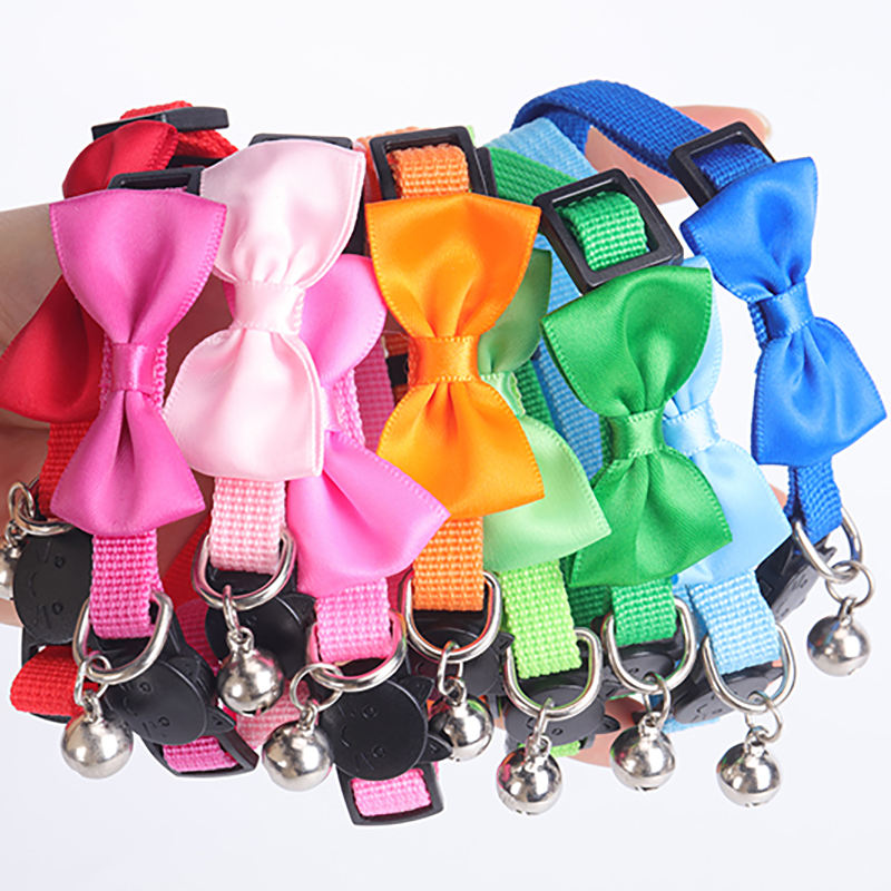 Quality Polyester Customize Quick Release Breakaway Buckle Adjustable Pet Dog Cat Collar With Bow