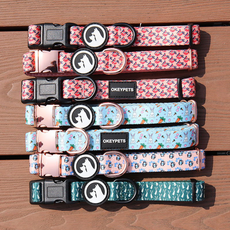 Custom Logo Pet Neck Collar Luxury Sublimation Print Padded Cute Dog Collars