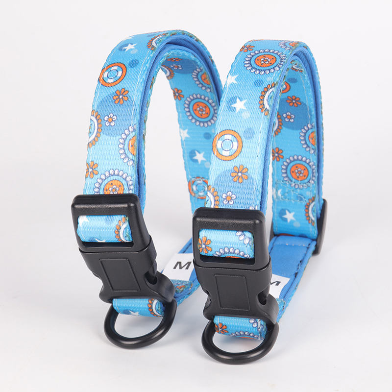 Manufacturer Wholesale Adjustable Pink Blue Orange Pet Dog Plaid Neoprene Collar.