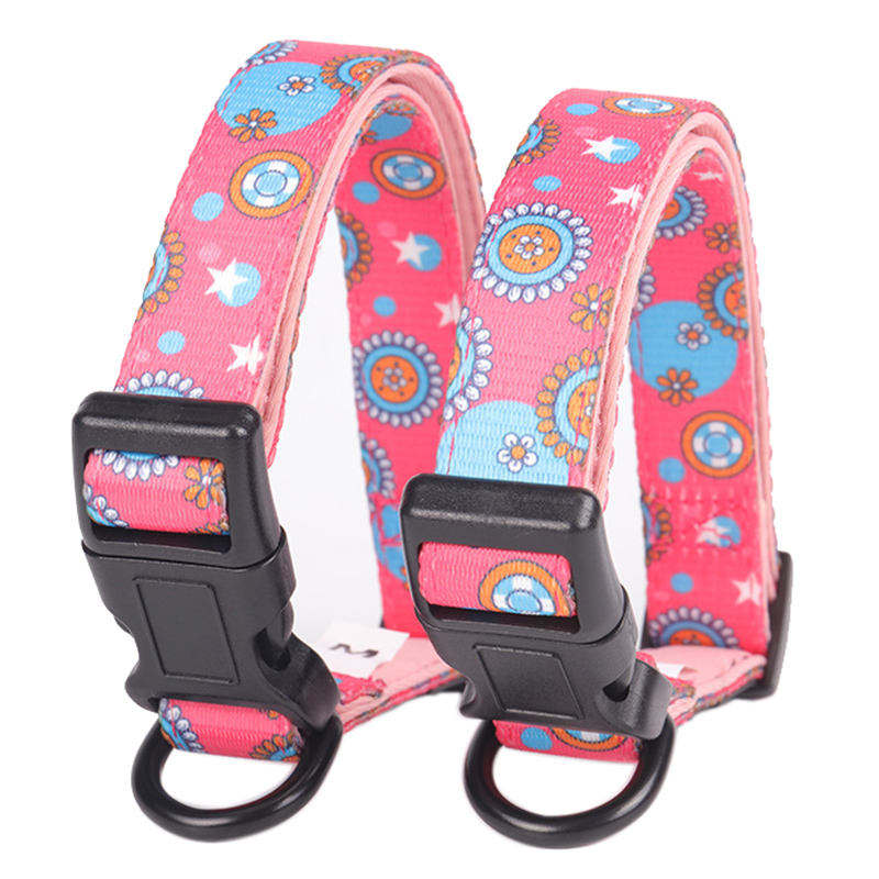 Oem/odm Dog Toys Adjustable Personalized Pet Accessories Print Quick Release Padded Polyester Pattern Dog Collar Set