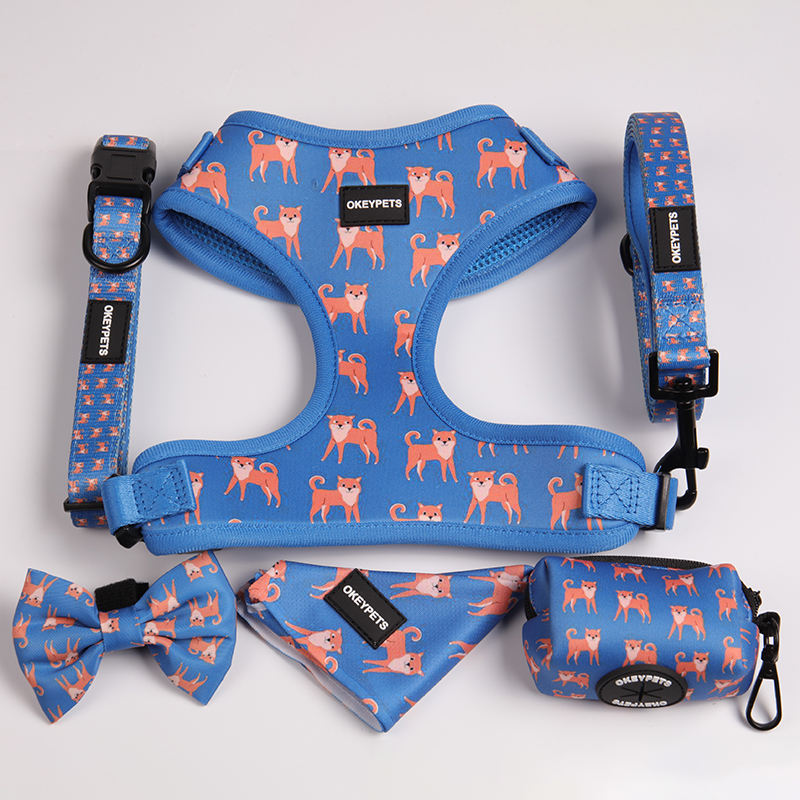 Reversible Quick Release Dog Leash Vest Padded Pattern Printed Cute Polyester Adjustable Pet Safety Belt Harness