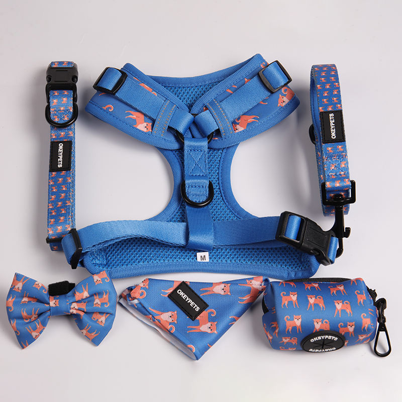 Reversible Quick Release Dog Leash Vest Padded Pattern Printed Cute Polyester Adjustable Pet Safety Belt Harness