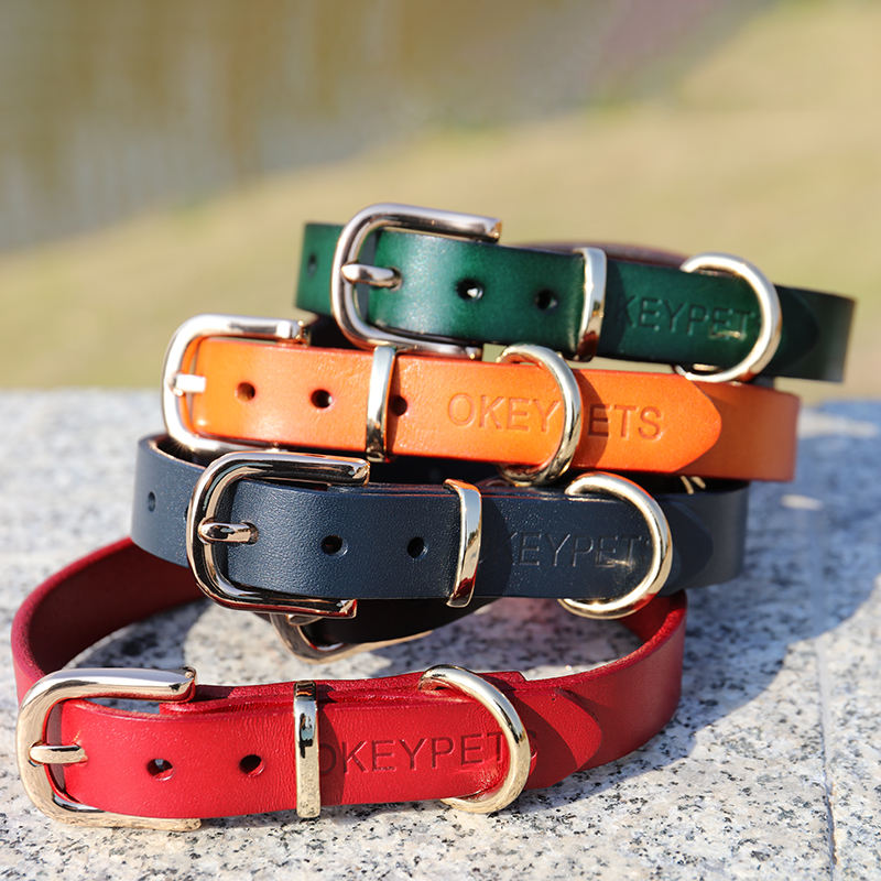 Low Moq Luxury Dog Leather Collar Designer Alloy Buckle Durable Heavy Duty Leather Pet Collar