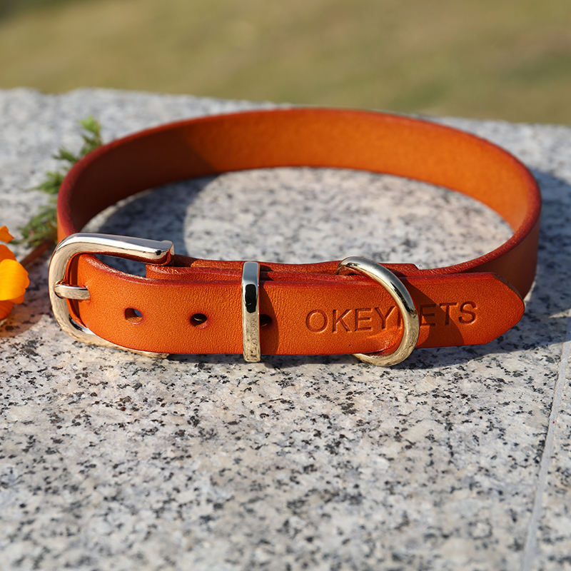 Multi-size Custom Colors Comfortable Heavy Duty Durable Adjustable Smooth Leather Dog Collar