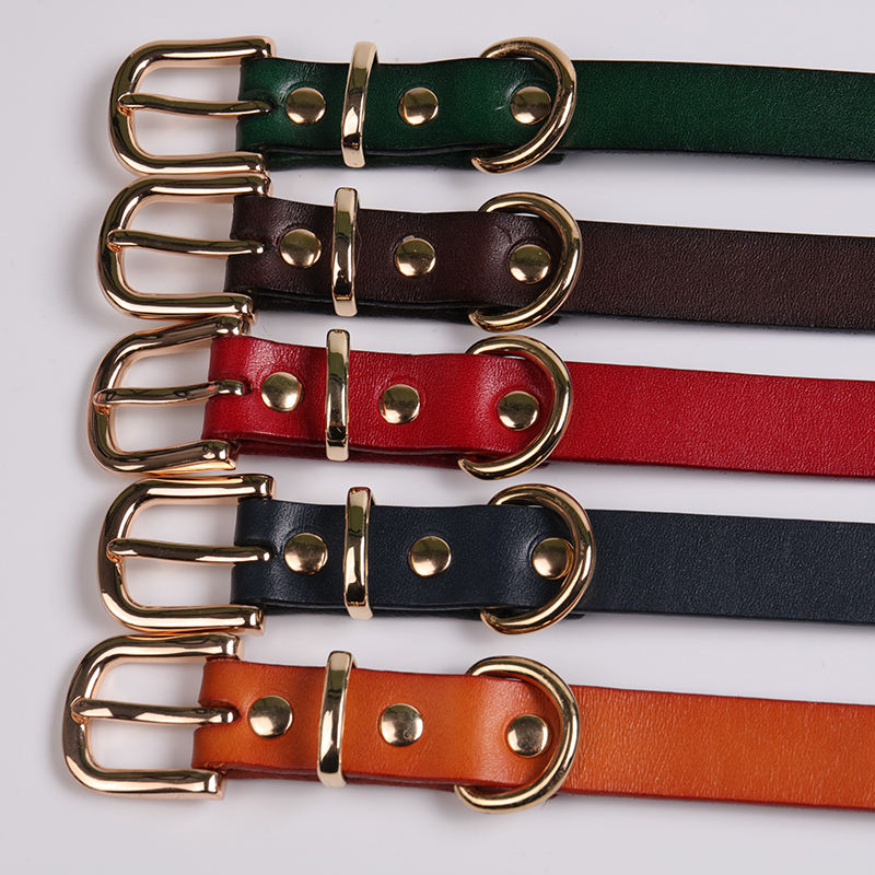 New Arrival Custom Colorful Extendable Embossed Logo Genuine Pet Dog Leather Collar