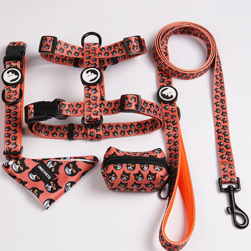 Luxury Custom Lightweight & Comfortable Polyester No-pull Durable Dog Harness Leash Collar Set