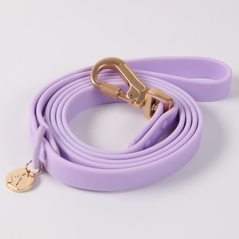 Thick Pvc Adjustable Purple Plain Fashion Collar And Leash For Medium Breed Pet Dog