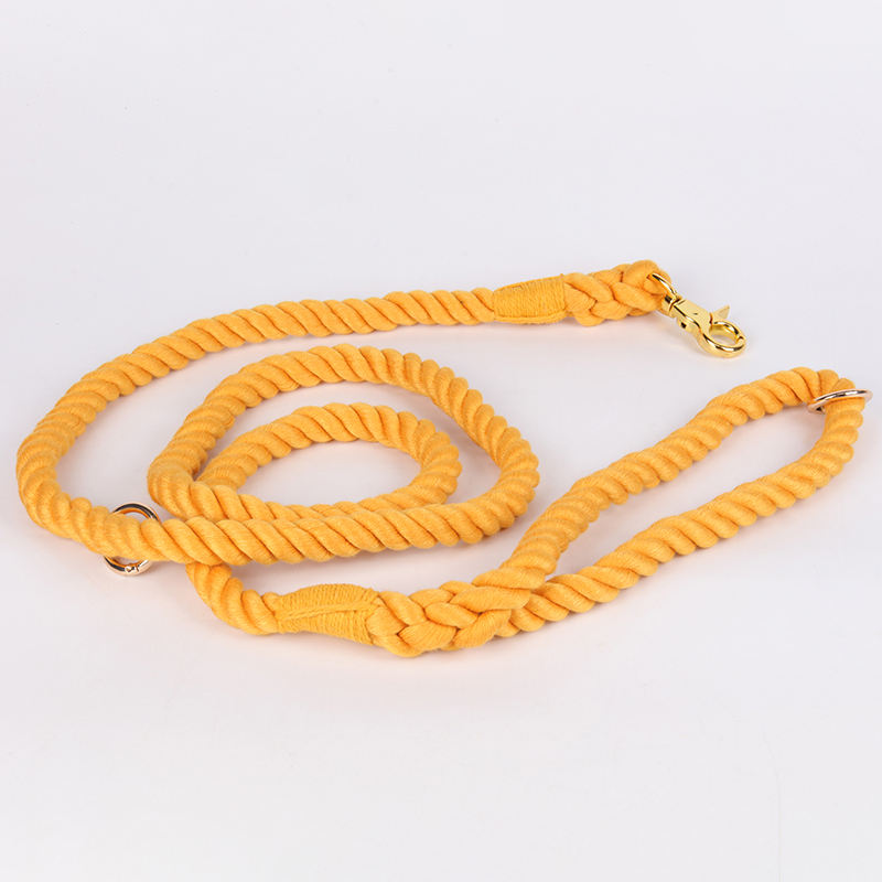 Oem Custom Wholesale Custom Handmade Braided Dog Collars And Leashes Pet Gradient Cotton Knotted Rope Dog Leash