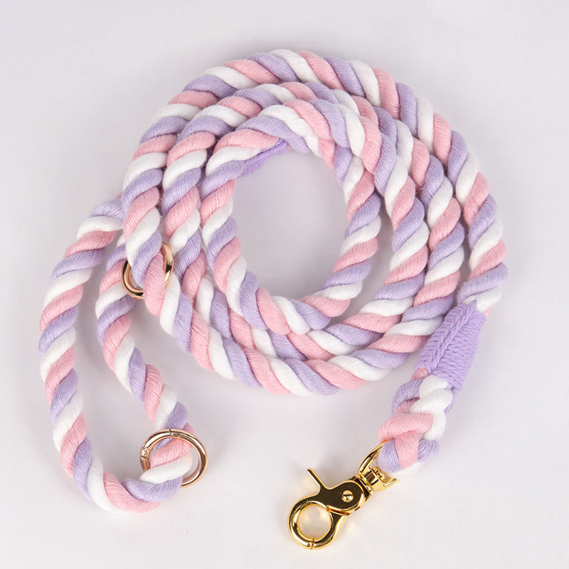 Oem Custom New Wholesale Custom Dog Leash Ombre Color Hand Made Dog Leash Woven Cotton Rope Dog Leash