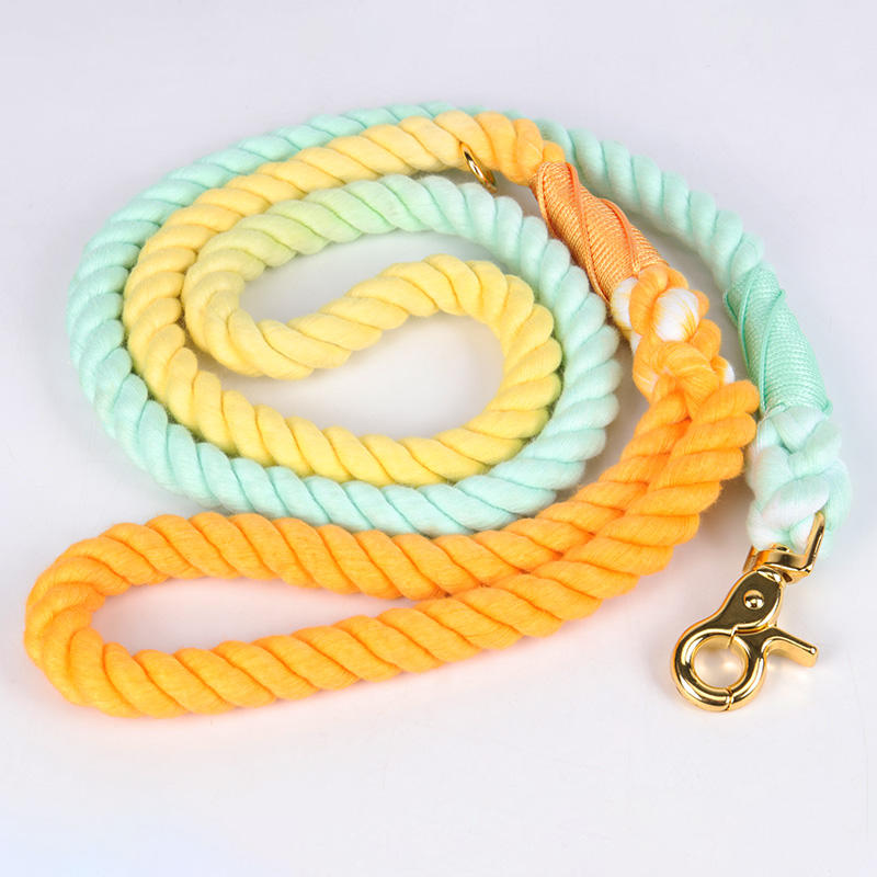 Oem Custom New Wholesale Custom Dog Leash Ombre Color Hand Made Dog Leash Woven Cotton Rope Dog Leash