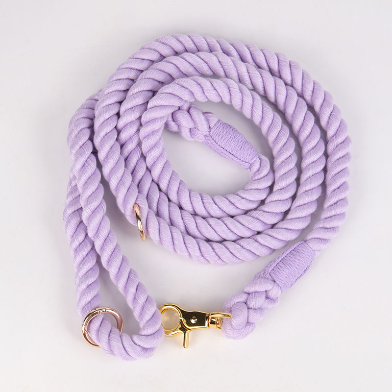 Oem Custom High Quality Organic Cotton Luxury Ombre Blank Purple Woven Rope Dog Leash