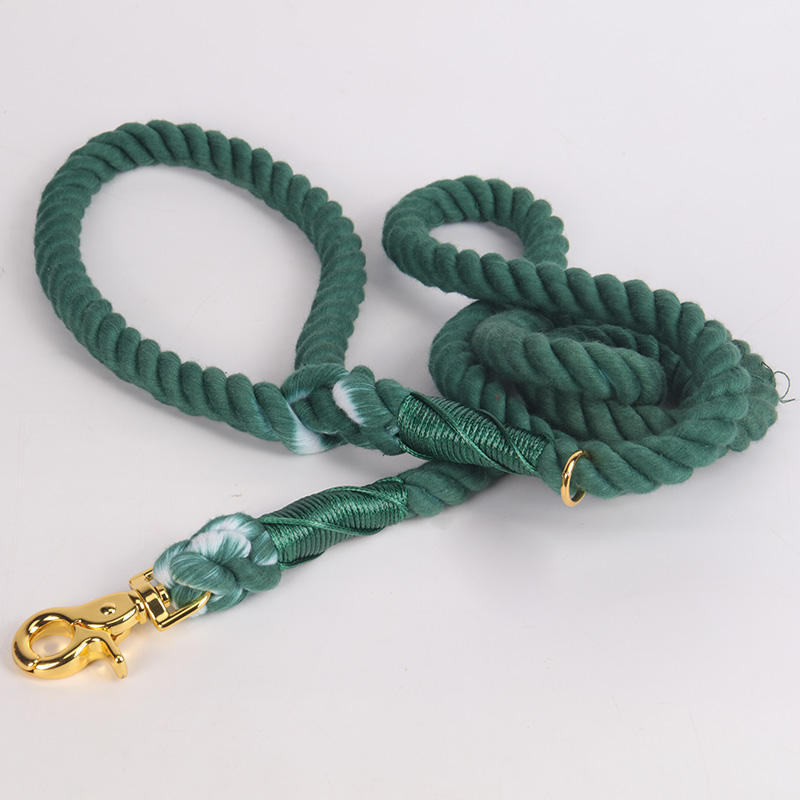 Oem Custom Hand Made Colorful Luxury Leash Rope With Matching Collar Cotton Short Dog Rope Leash And Collar Set