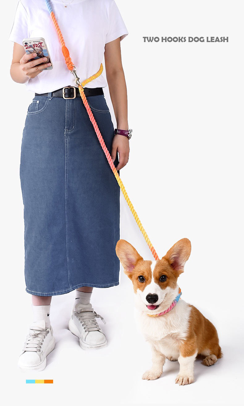 Personal Cotton Lead New Style Anti Pull Hand Made 100%cotton Dog Color Leash Manufacturers