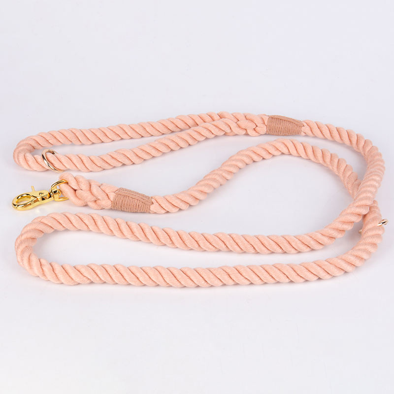 Plain Blank Hand Made Luxury Collar And Leash For Small Dogs Hands Free Cotton Rope Leash Lead For Dogs