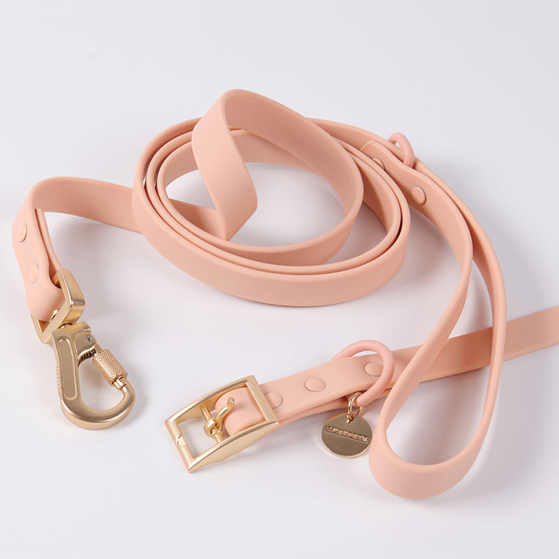 Luxury Custom Colorful Blank Pvc Adjustable Water Resistant Dog Collar Leash Leads Set With Heavy Duty Metal Accessories