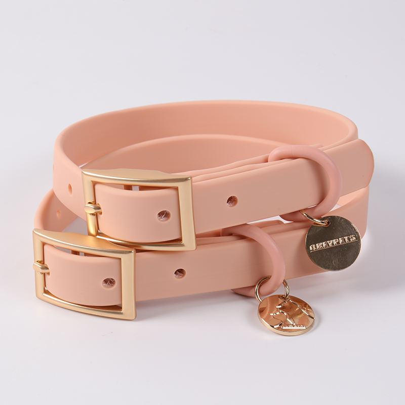 Fashion Customised Solid Colour Waterproof Webbing Collar Soft Pvc Coated Dog Collar And Leash Set