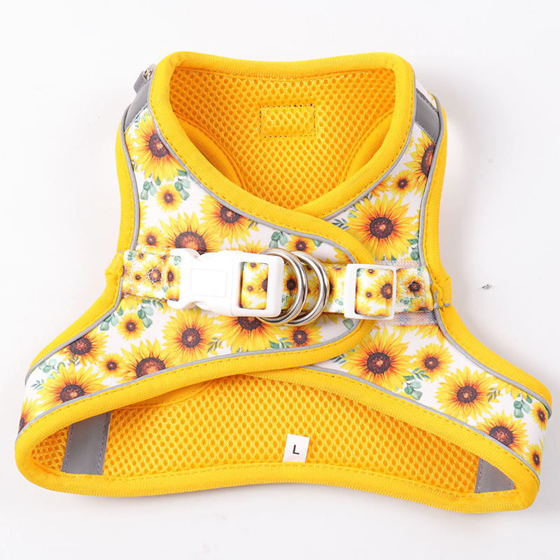 Private Label Pet Leash Custom Soft Sunflower Design Adjustable Sublimation Pattern Neoprene Dog Leash