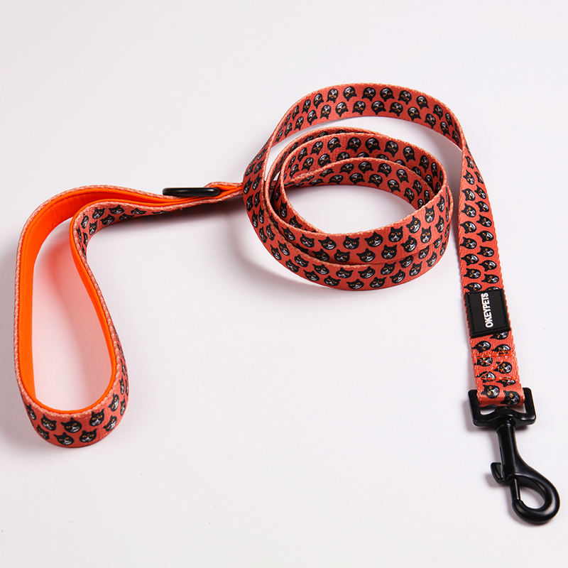 Custom Logo Padded Dog Pet Lead Long Polyester Heated Dog Leash With Poop Bag Holder