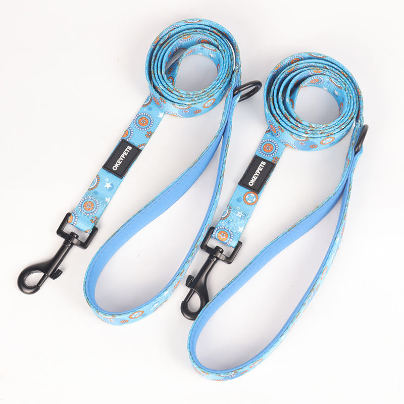 Pattern Customized Adjustable Lengths Safety Eco Friendly Leads Pet Leash Dog Collars Set