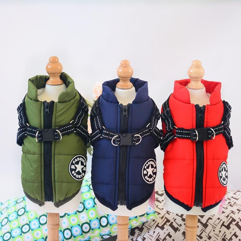 Manufacturer Direct Sale Pet Clothes Autumn Winter New Waterproof Fabric Dog Winter Ski Jacket Chest Back Integrated Cotton Vest