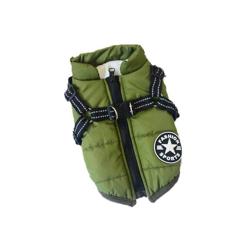 Manufacturer Direct Sale Pet Clothes Autumn Winter New Waterproof Fabric Dog Winter Ski Jacket Chest Back Integrated Cotton Vest