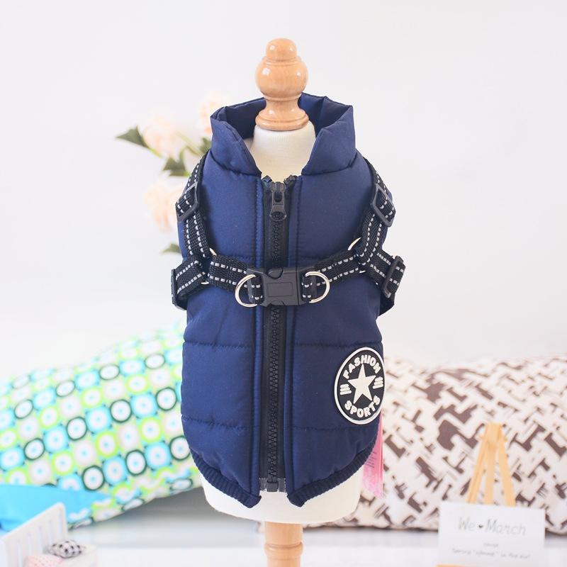 Manufacturer Direct Sale Pet Clothes Autumn Winter New Waterproof Fabric Dog Winter Ski Jacket Chest Back Integrated Cotton Vest