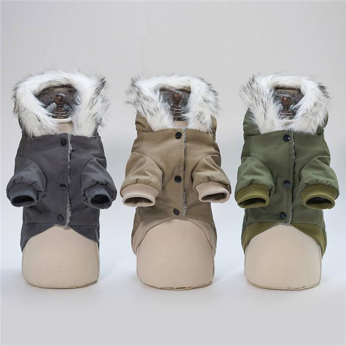 Ropa De Mascotas Fur Hoodie Thicken Double Pocket Industrial Style Warm Dog Jacket Coat Costume Winter Dog Clothes