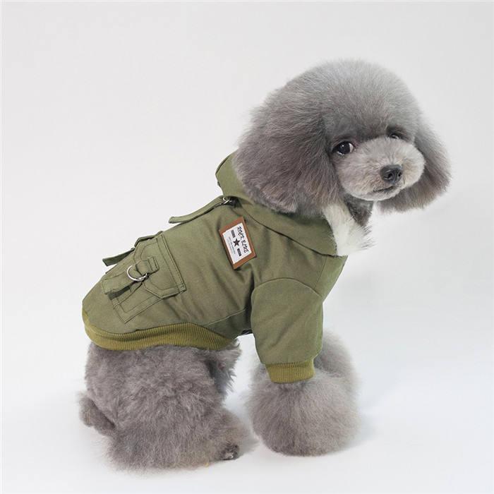 Ropa De Mascotas Fur Hoodie Thicken Double Pocket Industrial Style Warm Dog Jacket Coat Costume Winter Dog Clothes