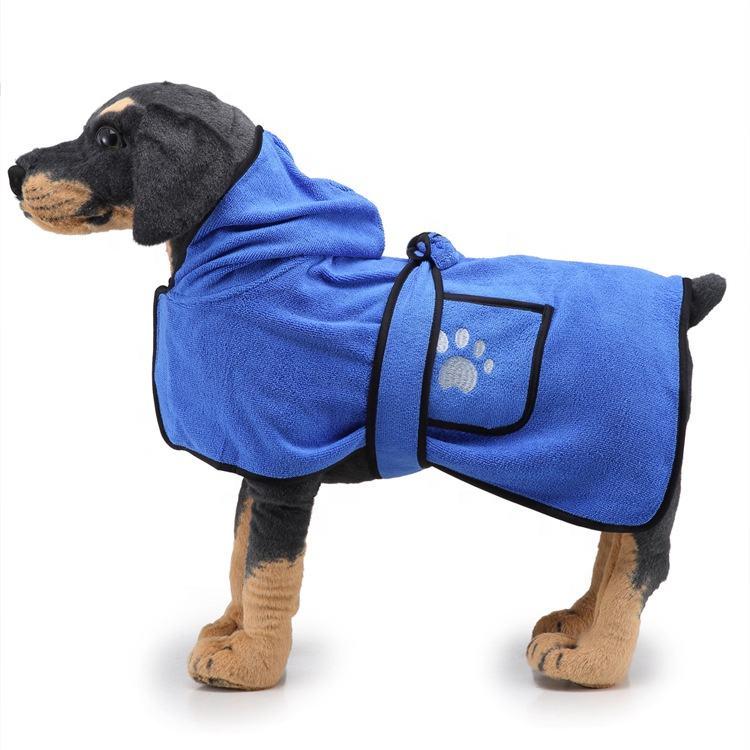 Water Absorbent Soft Pet Dog Double Bag Quickly Dry Microfiber Pet Dog Bath Towel Bathrobe