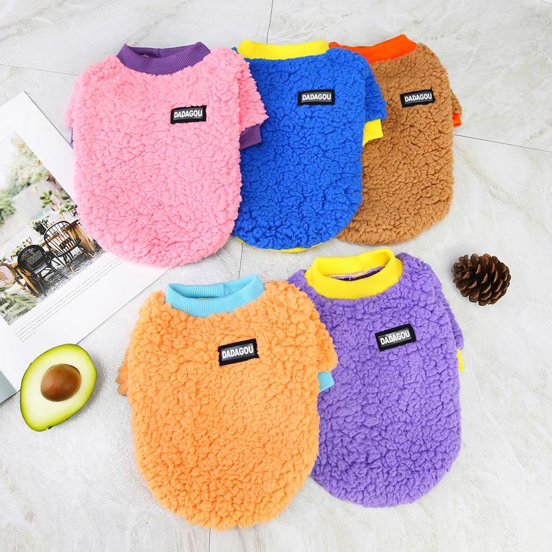 Candy Flannel Pet Dog Clothes Autumn Winter Clothes For Teddy Small Dog Pet