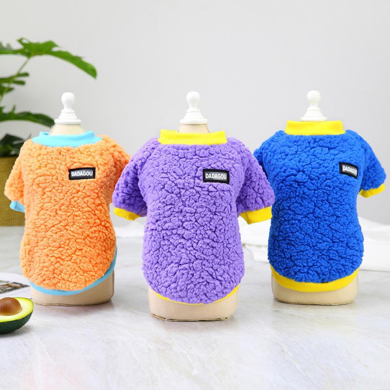 Candy Flannel Pet Dog Clothes Autumn Winter Clothes For Teddy Small Dog Pet