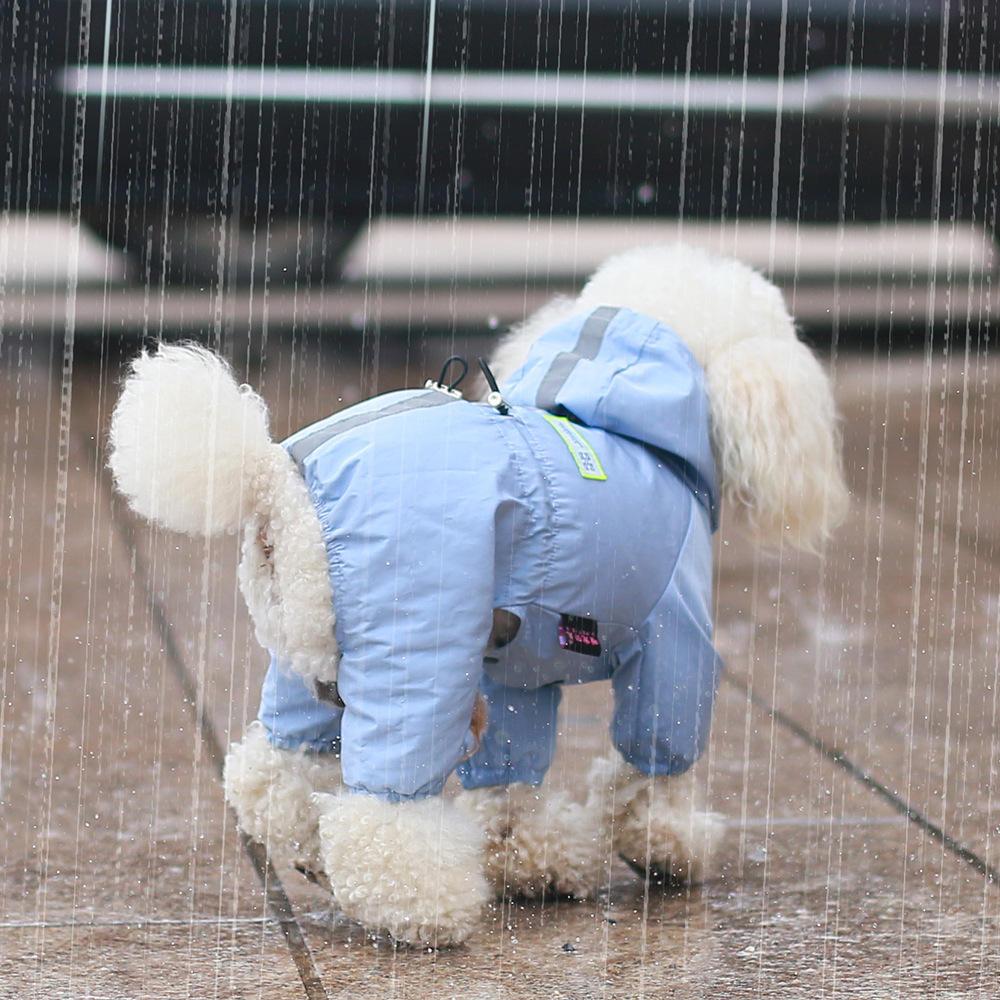 Reflective Pet Raincoat Four-legged Dog Outdoor Hooded Waterproof Costume Dog Clothes