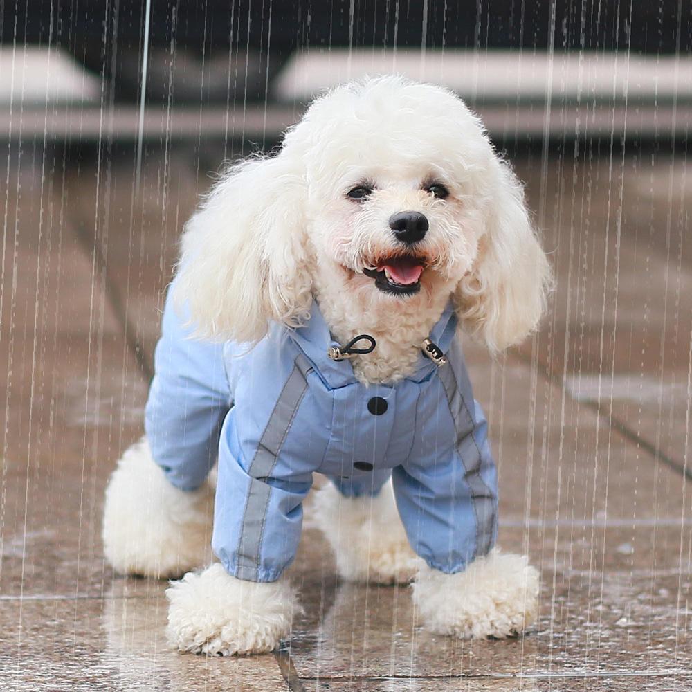 Reflective Pet Raincoat Four-legged Dog Outdoor Hooded Waterproof Costume Dog Clothes