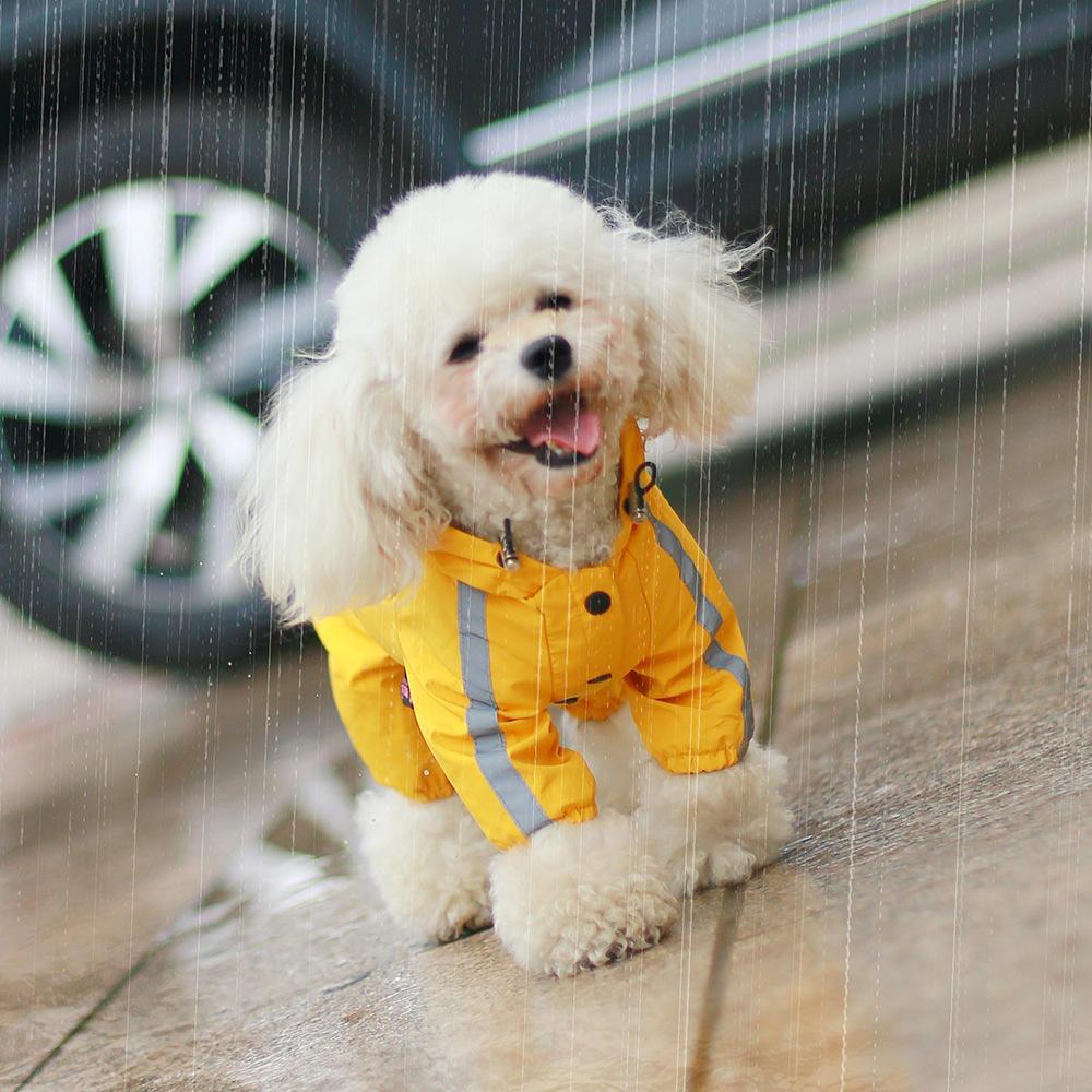 Reflective Pet Raincoat Four-legged Dog Outdoor Hooded Waterproof Costume Dog Clothes