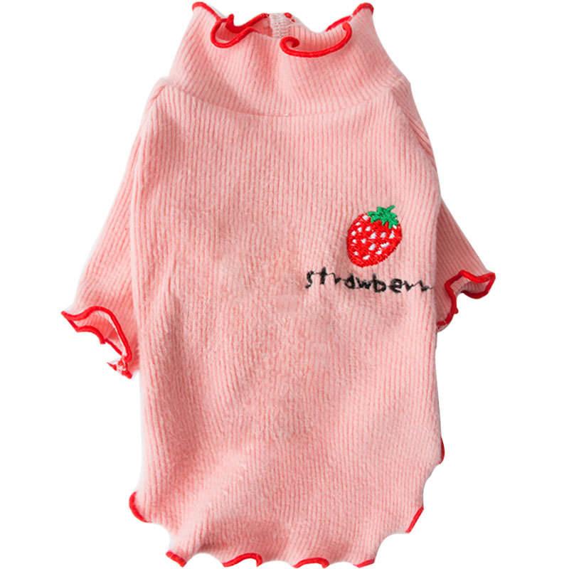 New Puppy Dog Vest Breathable Strawberry Pattern Sweater Solid Color Cat Shirt Spring Summer Dog Clothes