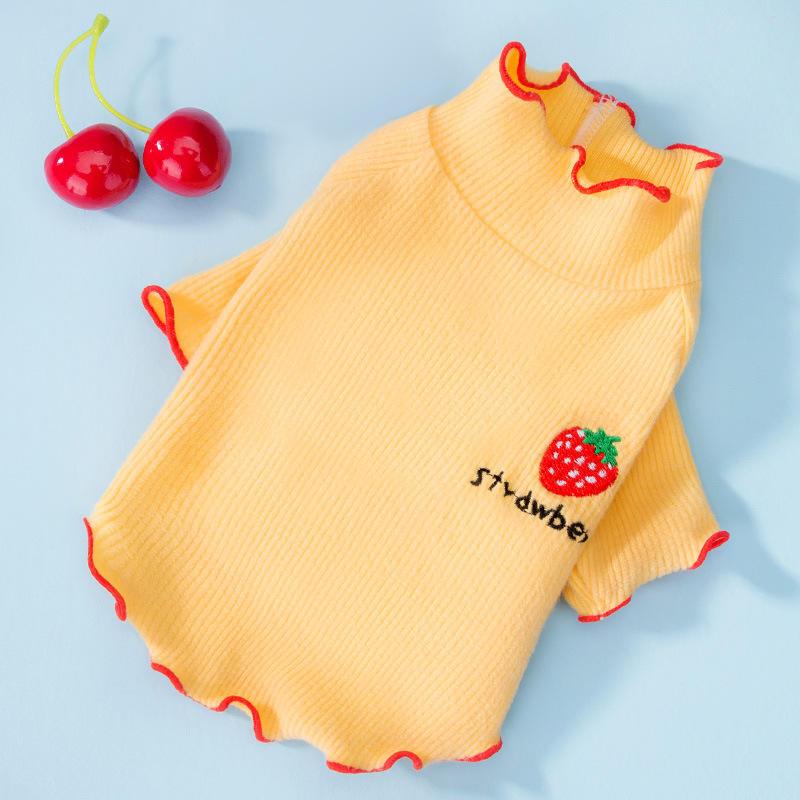 New Puppy Dog Vest Breathable Strawberry Pattern Sweater Solid Color Cat Shirt Spring Summer Dog Clothes