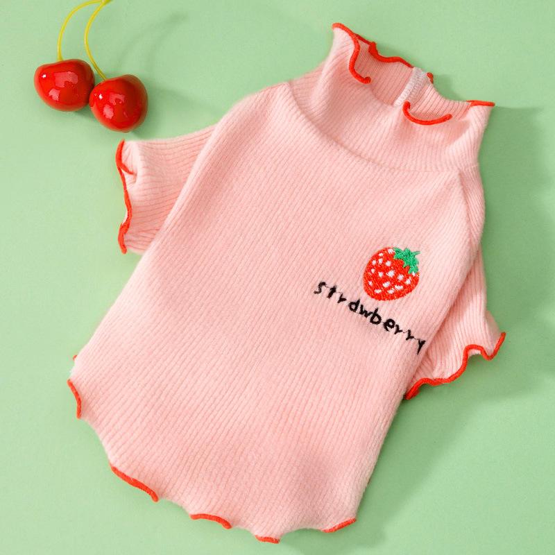 New Puppy Dog Vest Breathable Strawberry Pattern Sweater Solid Color Cat Shirt Spring Summer Dog Clothes