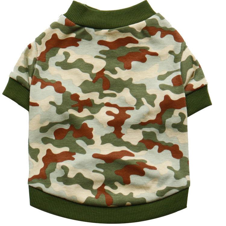 New Comfortable Cotton T-shirt Camouflage Print Summer Wholesale Pet Dog Small Round Neck T-shirt