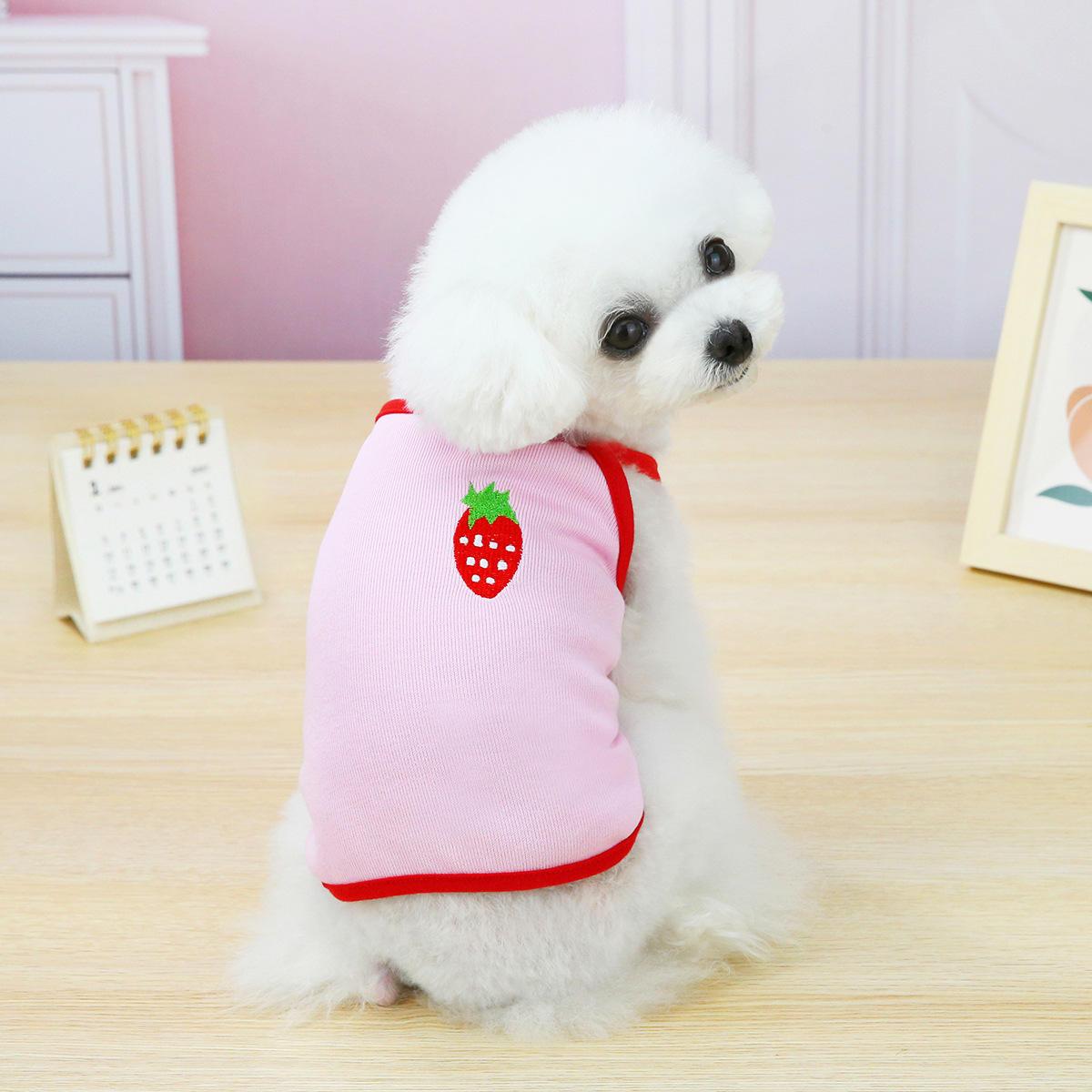 Summer Thin Fruit Embroidery Sling Discount Pet Clothes Teddy Dog Vest