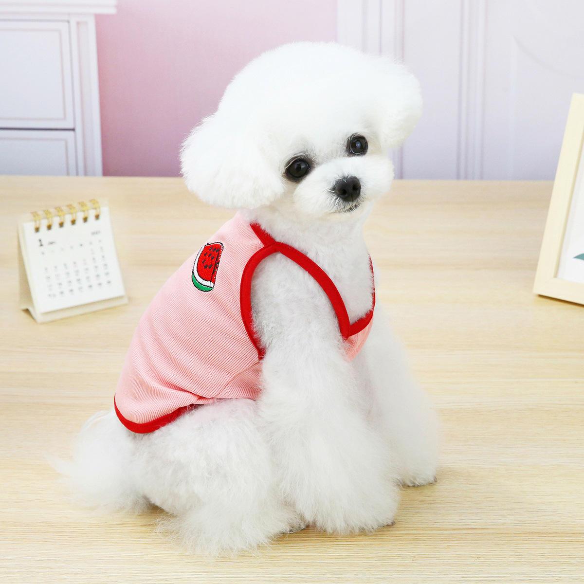 Summer Thin Fruit Embroidery Sling Discount Pet Clothes Teddy Dog Vest