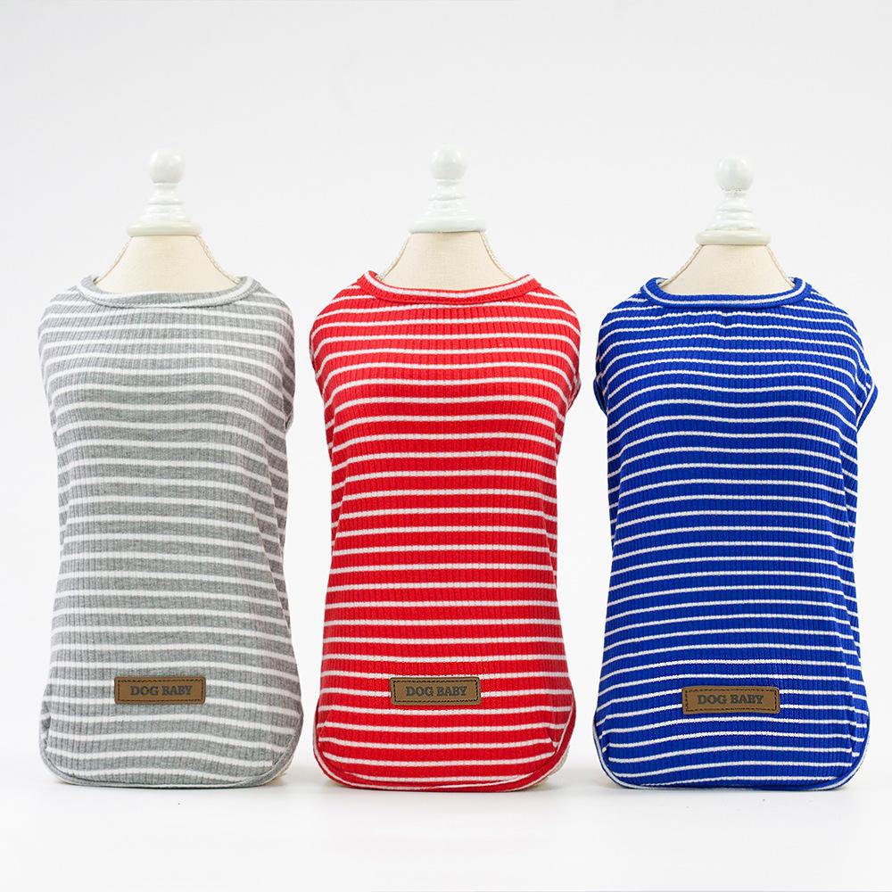 Wholesale 5 Colors Striped Breathable Soft Dog Clothes Vest Summer