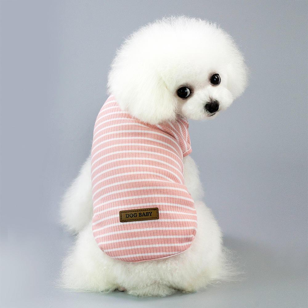 Wholesale 5 Colors Striped Breathable Soft Dog Clothes Vest Summer