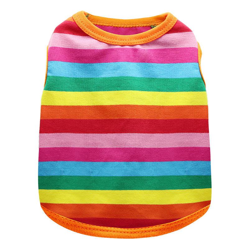 Rainbow Striped Pet Cotton Thin Vest New Fashionable Dog Birthday T Shirts Clothes